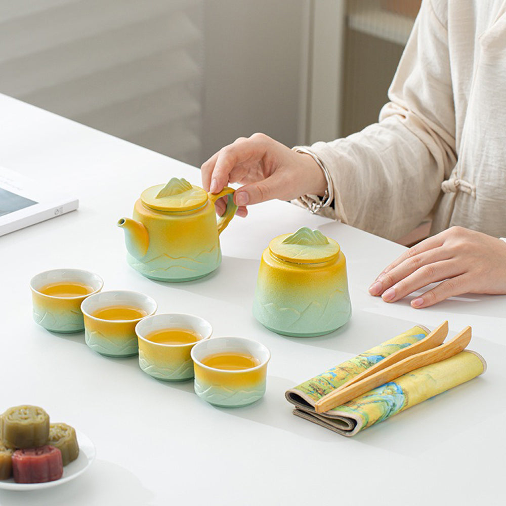 Premium White Clay Tea Set for Mountain & River Ceramic - Perfect for Chinese Tea Ceremony, Home Decor & Gifting