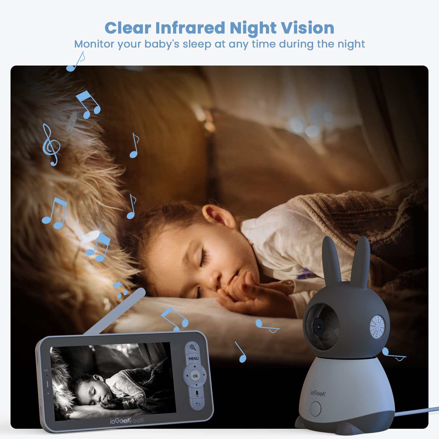 ieGeek 2K HD Baby Monitor with 360° View & AI Cry Detection - Wireless 5