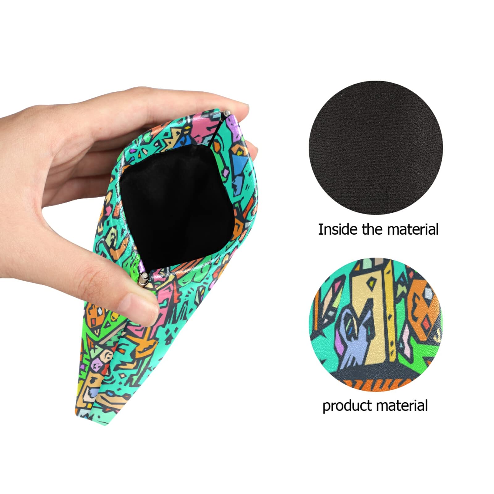 Stylish Cartoon Cute Sunglasses Case - Large Soft PU Leather Glasses Pouch with Squeeze Top Closure - Portable Eyewear Storage Bag for Women, Men & Kids - Perfect for Travel, Beach, Outdoor Activities and Daily Use