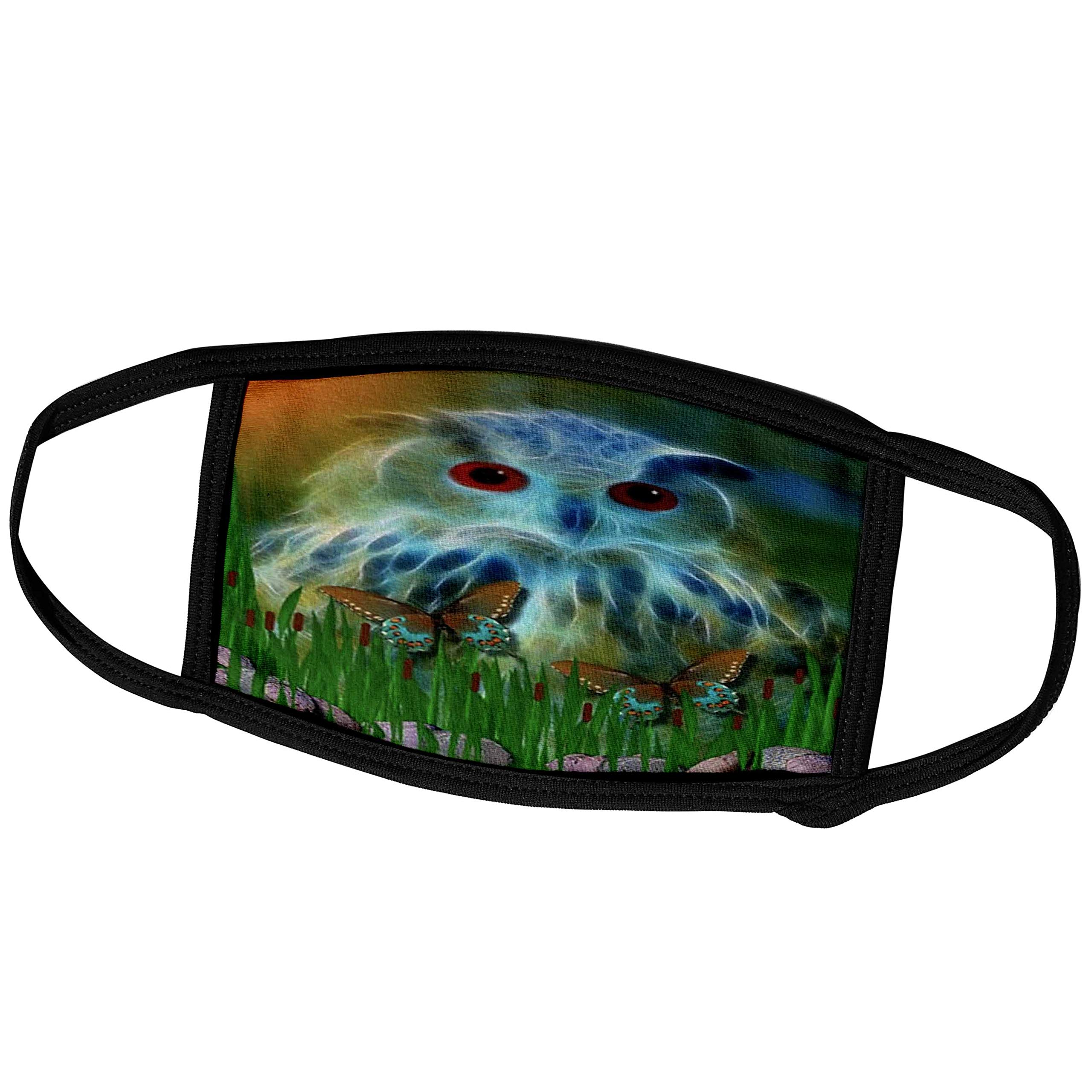 3D Rose SmudgeArt Wildlife Designs - The Great Owl Face Mask (fm_9087_3) - Reusable Cloth Mask for Nature Lovers, Outdoor Activities & Wildlife Enthusiasts