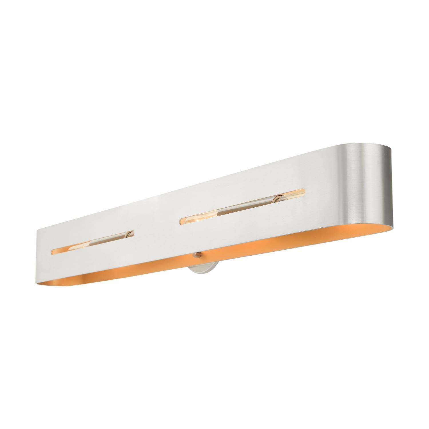Livex Lighting Ravena 4-Light Wall Sconce in Brushed Nickel with Gold Interior - Perfect for Bedroom, Hallway & Living Room Wall Decor