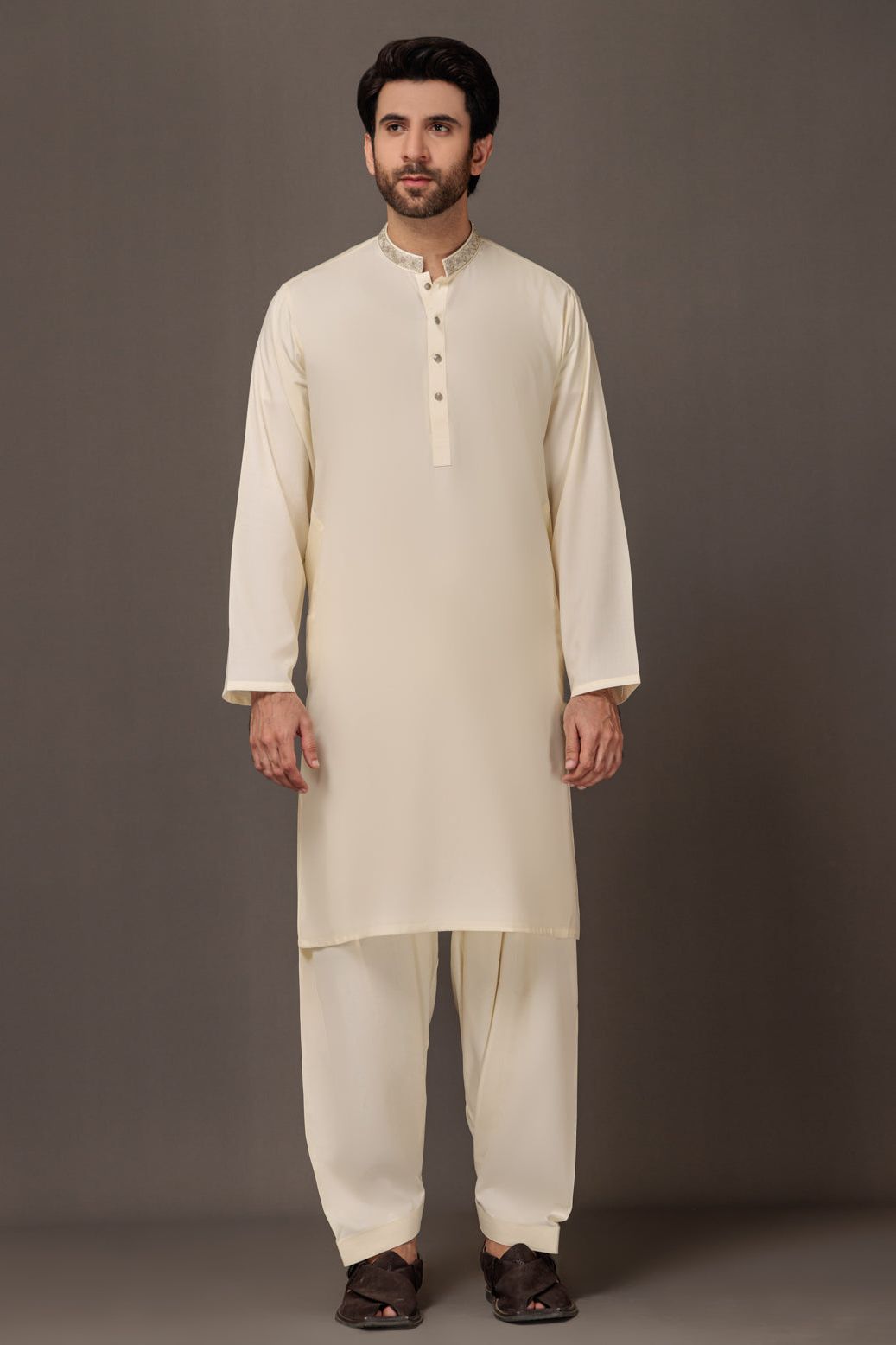 Stylish Blended Cream Kurta Shalwar Set - Traditional Pakistani Outfit for Women | Perfect for Eid, Weddings & Special Occasions
