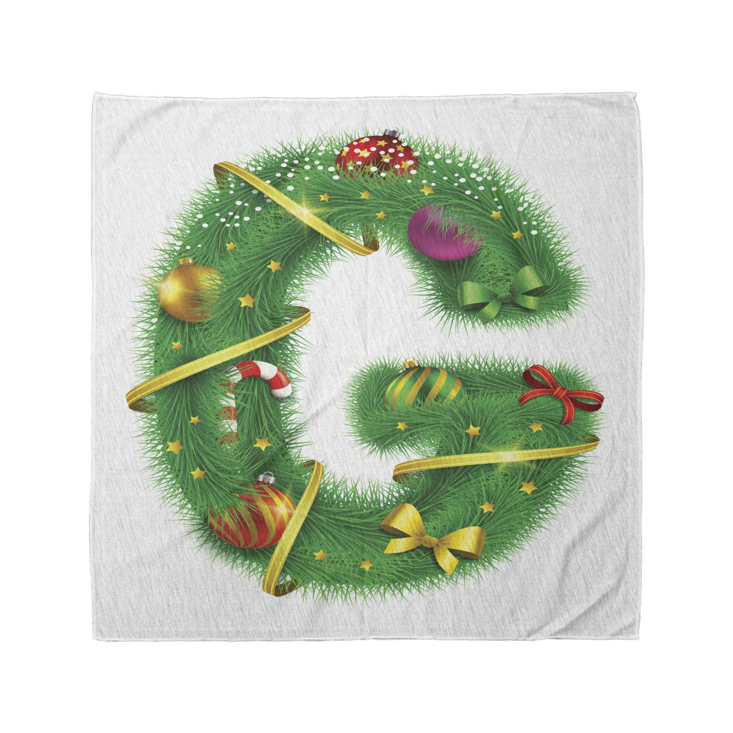 Ambesonne Christmas Alphabet Bandana - G Letter Design, Unisex Head & Neck Scarf for Men & Women - Perfect for Holiday Parties, Festive Gifts & Seasonal Fashion Accessories