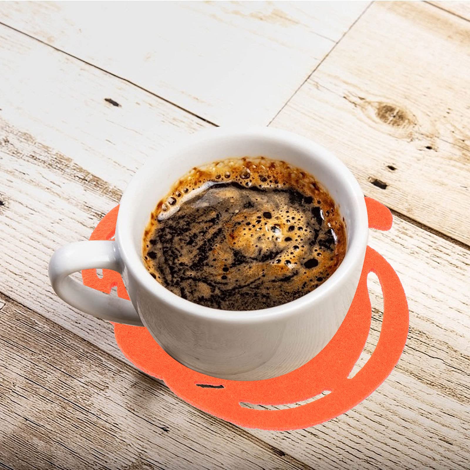6-Pack Halloween Felt Coasters - Pumpkin Design Drink Coasters for Coffee Mugs, Tea Cups & Glasses - Durable & Absorbent Beverage Mats - Perfect for Halloween Party Decor & Christmas Home Decor