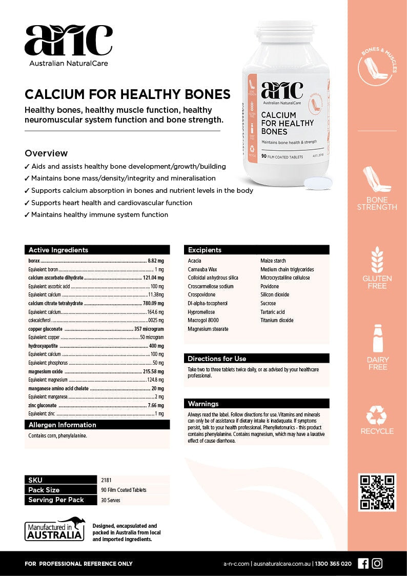 Australian Natural Care Calcium Supplement for Healthy Bones & Joint Support - 90 Tablets | Supports Bone Strength, Dental Health & Active Lifestyle