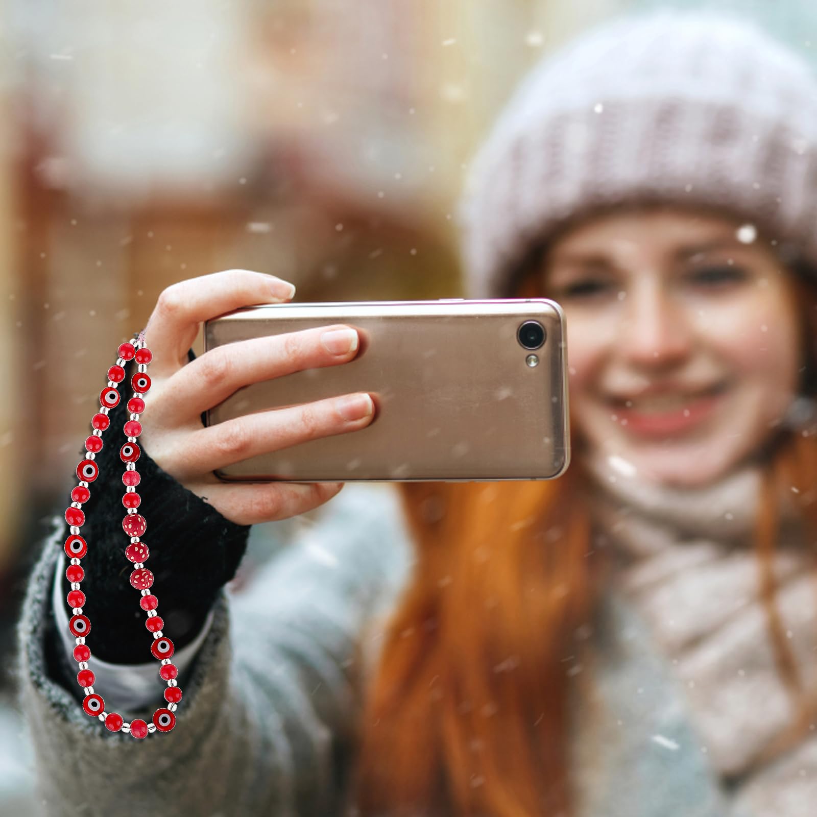 Evil Eye Phone Lanyard with Beads - Stylish Wrist Strap for Phones & Keys - Perfect for Travel & Work