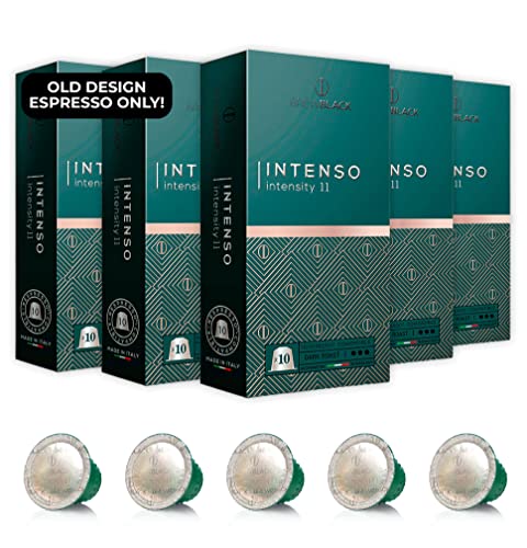 BrewBlack Intenso Coffee Pods for Nespresso Original Line Machines - 50 Count | Rich & Bold Espresso Capsules for Home & Office Use