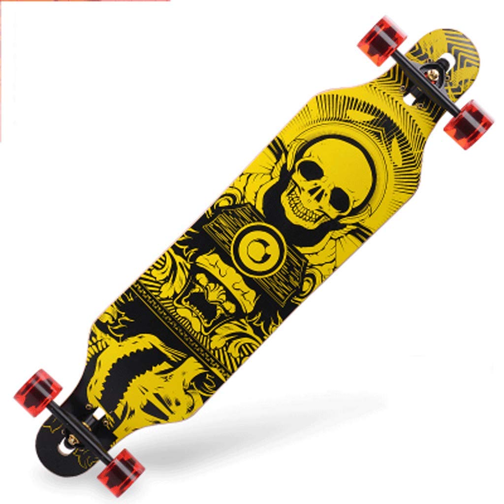Professional Road Skateboard for Street Tricks - 4-Wheeled Longboard for Boys, Girls & Adults - Durable Dance Board for Urban Riding (Yellow) - Perfect for Commuting, Freestyle & Skate Park Fun