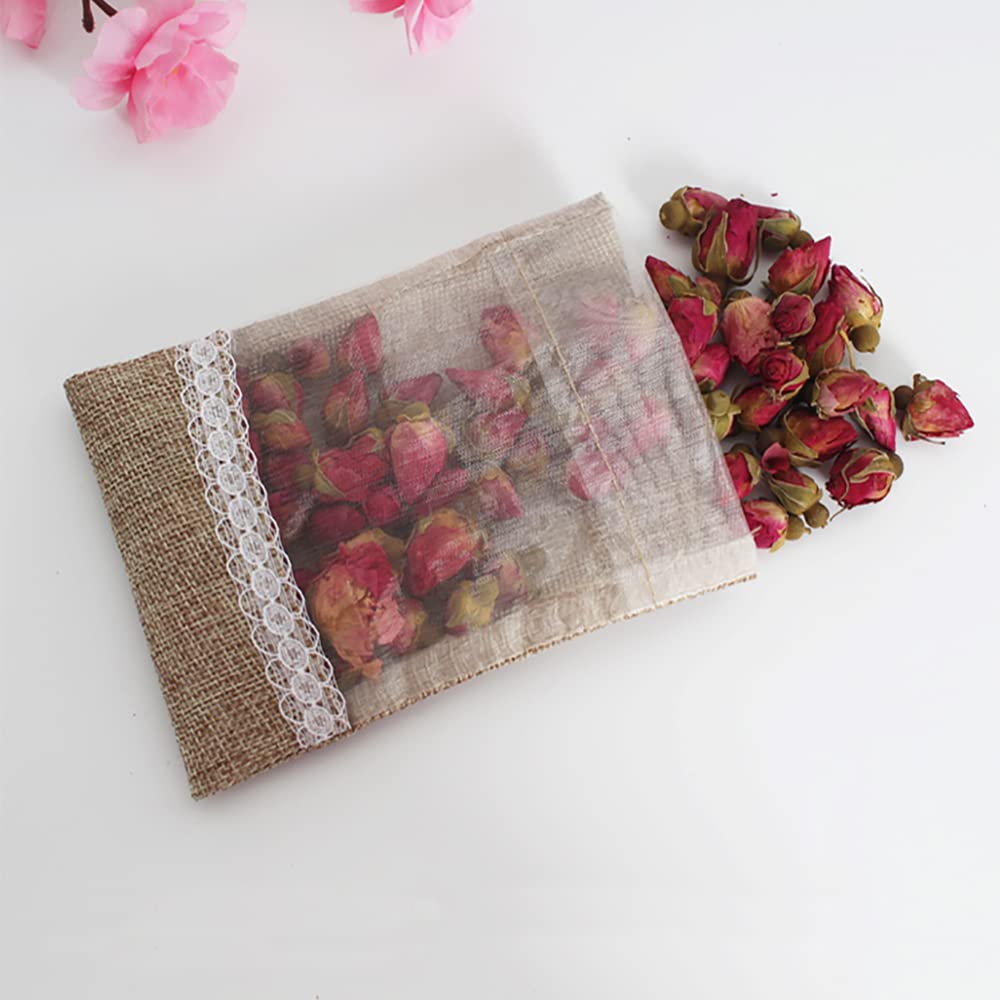 13x18cm Burlap Drawstring Gift Bags with Sheer Organza - 50PCS Eco-Friendly Jute Sacks for Wedding Favors, Party Decorations, Birthday Gifts & DIY Crafts - Perfect for Rustic Weddings, Baby Showers and Holiday Packaging
