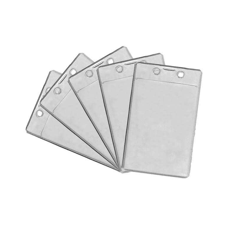 200 Pack Clear Vertical Vinyl Badge Holders with Top Slit - Fits 2 3/4