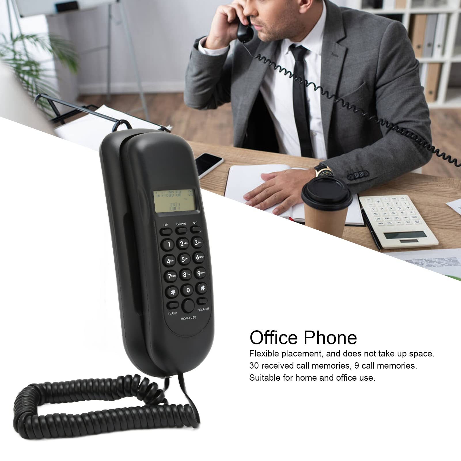 **Best Corded Landline Phone with Caller ID - Wall Mountable Mini Telephone for Home & Office - Reliable Communication for Elderly & Emergency Use**
