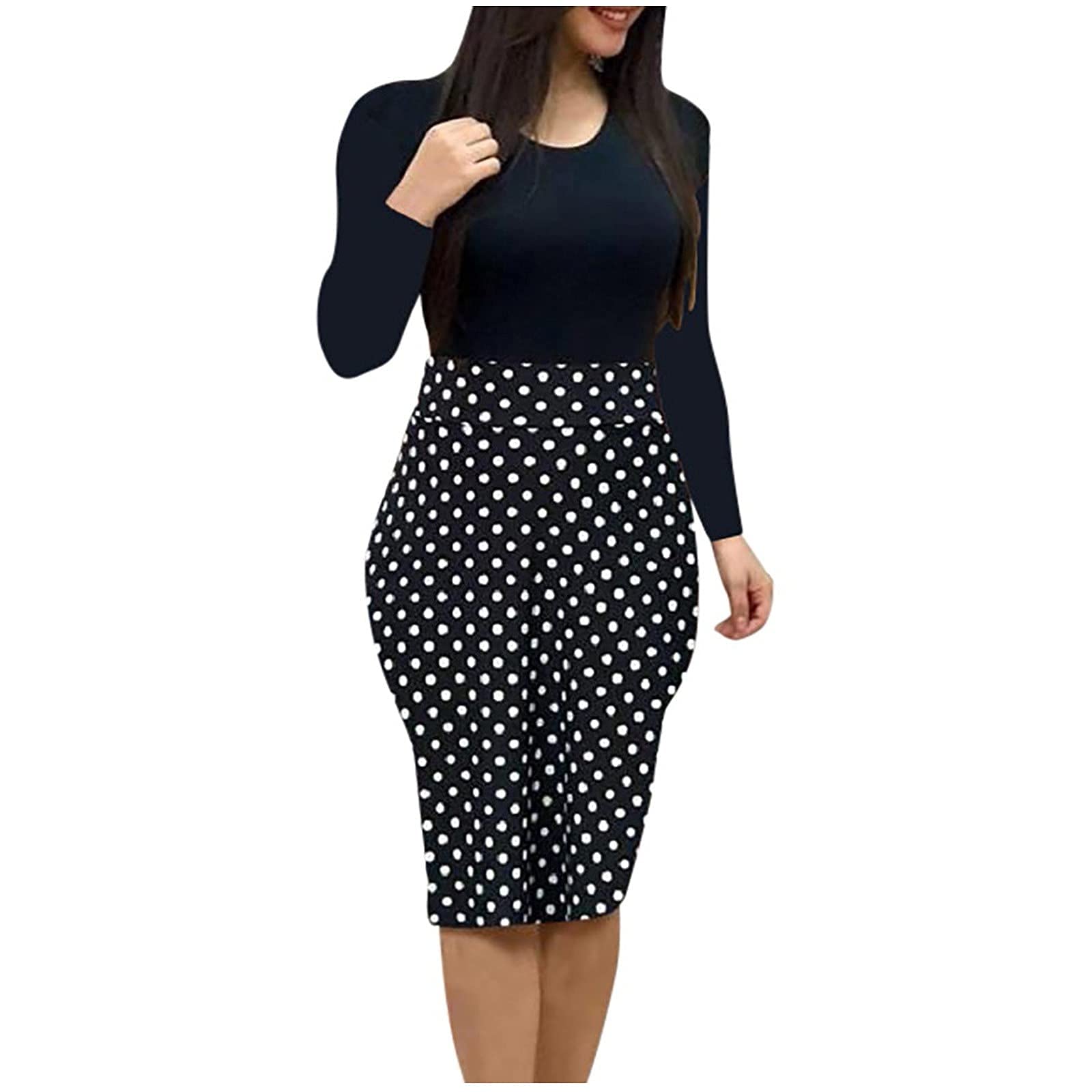 Women's Floral Print Bodycon Pencil Dress - Short Sleeve Crewneck Business Casual Midi Dress for Office, Cocktail Party & Evening Wear | Knee-Length Slim Fit Dress for Women