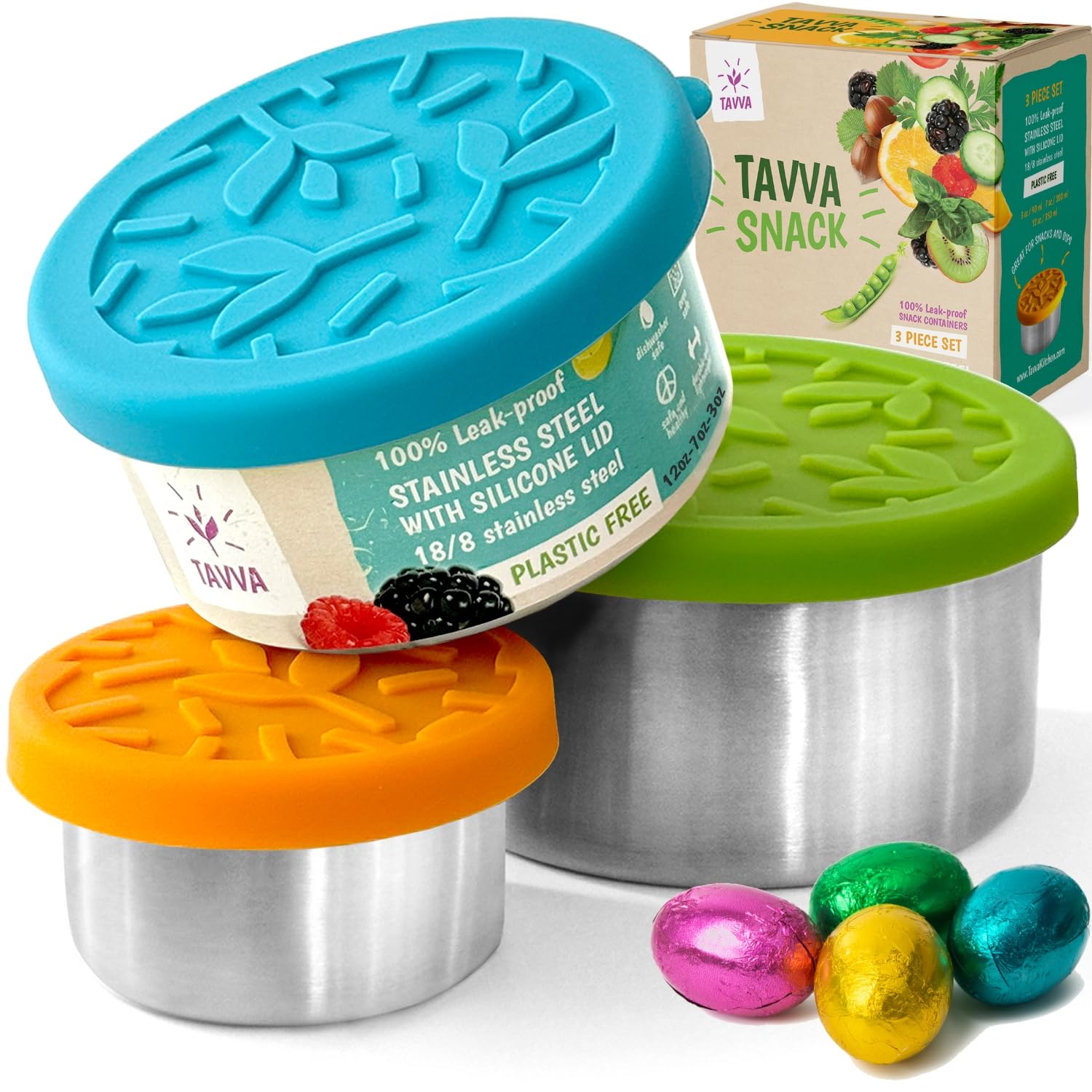 TAVVA Stainless Steel Kids Snack Containers - Eco-Friendly, Leak-Proof Lunch Box for School, Bento Box, Toddler Food Storage with Secure Lids | Perfect for School Lunches, Picnics & On-the-Go Snacks