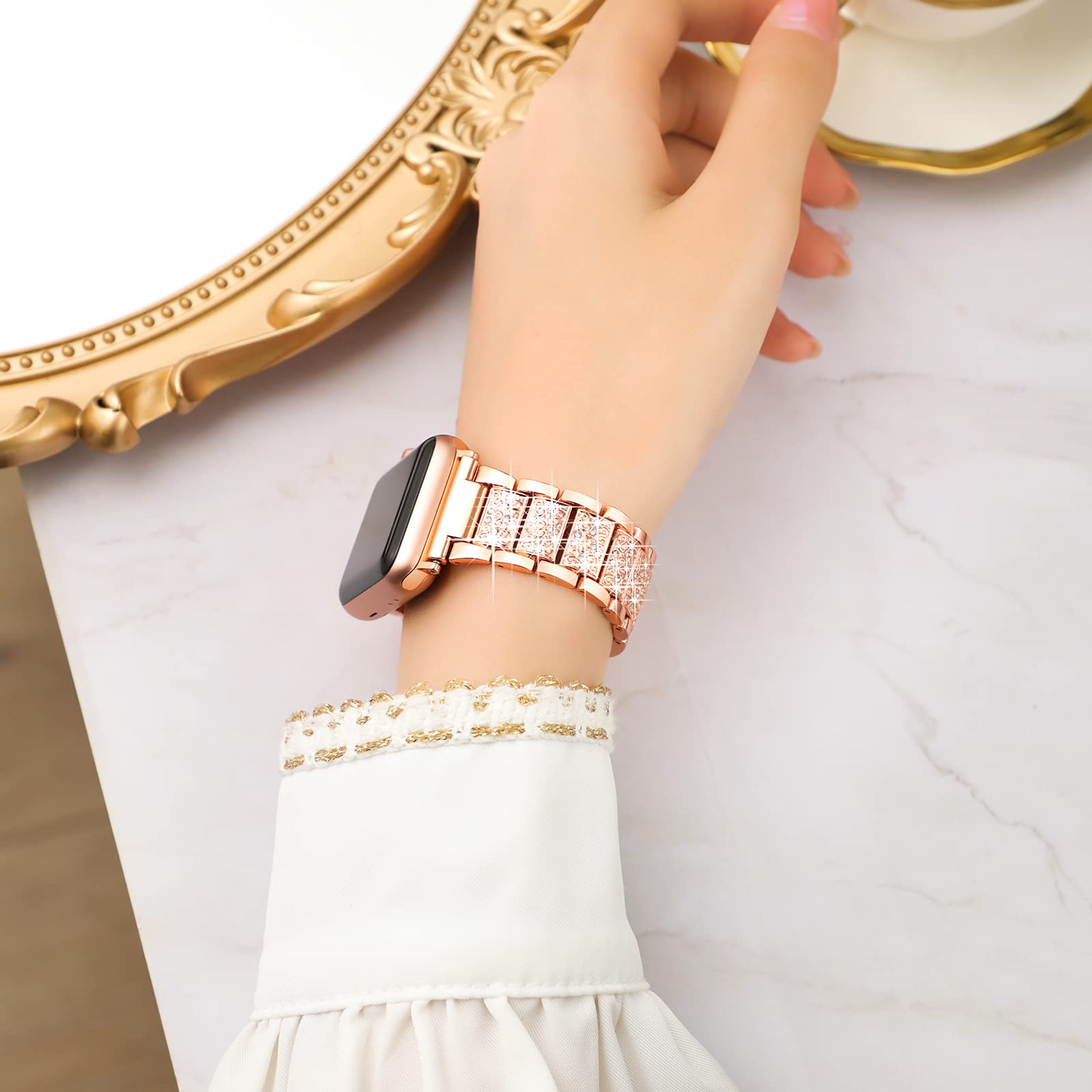 YGTIECS Bling Diamond Bracelet Compatible with Apple Watch Bands 38mm 40mm 41mm 42mm 44mm 45mm 46mm 49mm - Stylish Dressy Band for Women, iWatch Ultra 2/1 Series 10/9/8/7/6/5/4/3/2/1 SE - Perfect for Parties, Weddings & Everyday Elegance
