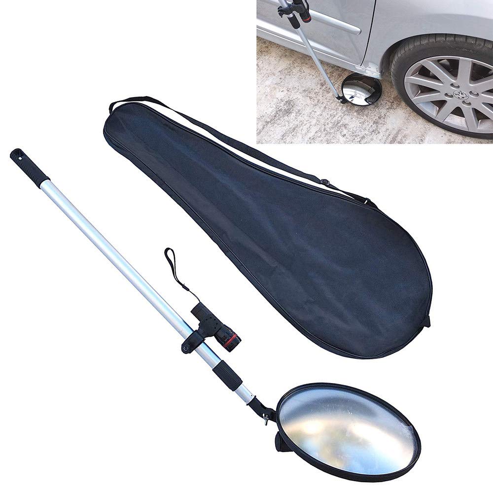 Underbody Inspection Mirror with Light - Telescopic Convex Safety Mirror, Explosion-Proof Aluminum Alloy Vehicle Inspection Tool with Universal Wheels (22cm×22cm) - Perfect for Car Maintenance, Truck Repair & Industrial Equipment Inspection