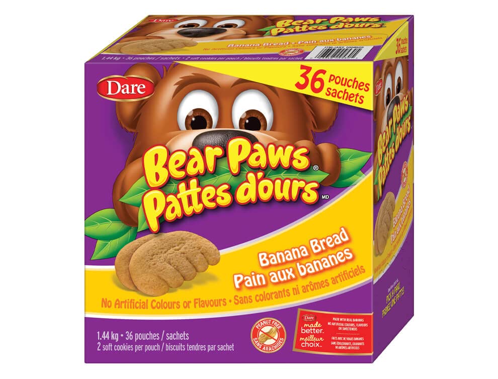 Dare Bear Paws Banana Bread Snacks - 36 Pack (40g Each) | Delicious & Healthy Treat for Kids Lunch, School, Office & On-the-Go Snacking