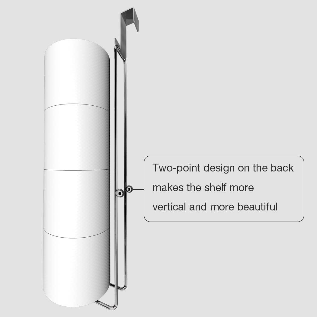 Conworld 8-Roll Over The Tank Toilet Paper Holder - Stainless Steel Rustproof Bathroom Tissue Storage Wall Mount (2 Pack, Silver) | Space-Saving Bathroom Organization for Small Spaces & Apartment Living