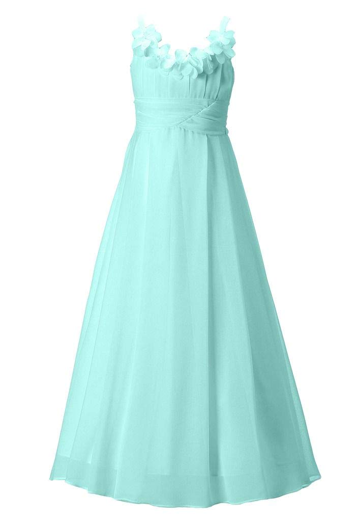 Happy Rose Long Chiffon Flower Girl Dress for Juniors & Bridesmaids - Perfect for Weddings, Garden Parties & Special Occasions