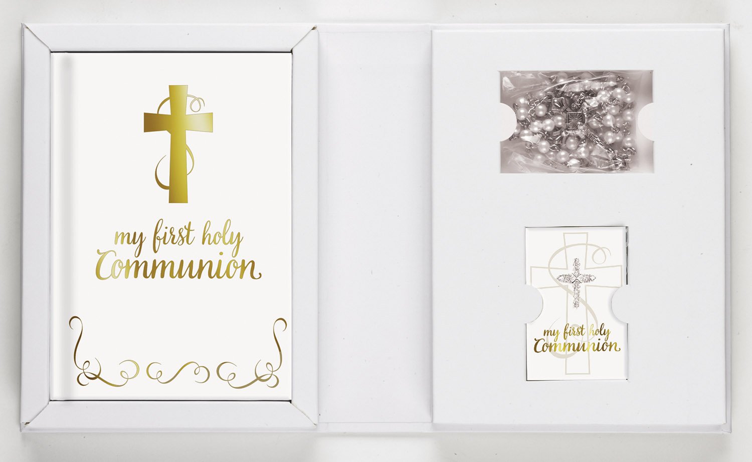 Creative Brands Faithworks Abundant Grace First Communion Gift Set for Girls - 5-Piece Religious Keepsake in White & Gold | Perfect for Baptism, Christening & Special Religious Ceremonies