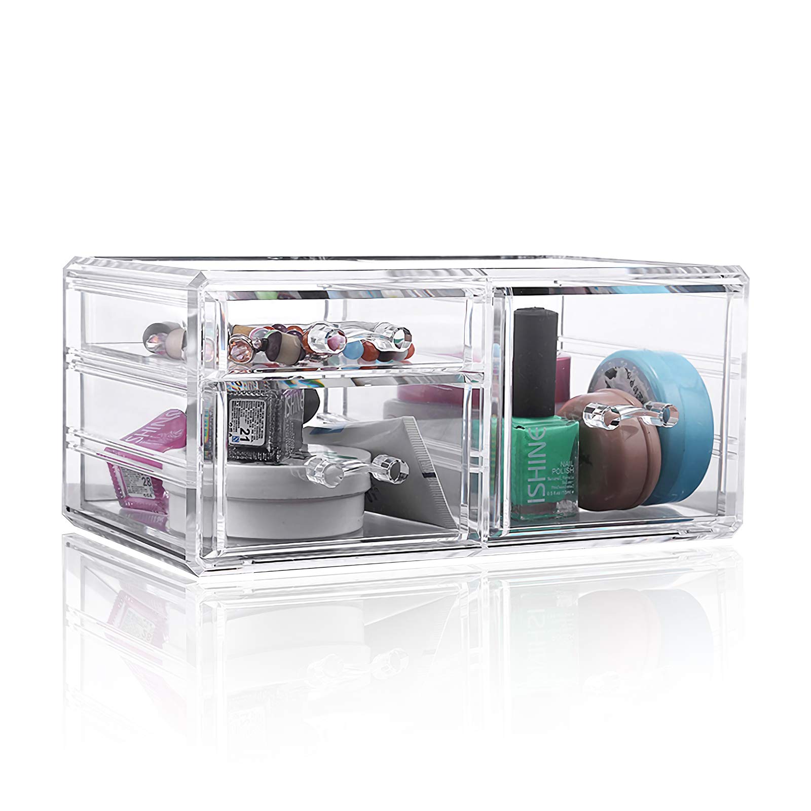 MDHAND Acrylic Desk Organizer - Stackable Drawer Organizer for Office, Home, Kitchen & Makeup Storage | Perfect for Cosmetics, Stationery & Small Accessories | Ideal for Workspace, Vanity & Clutter-Free Organization