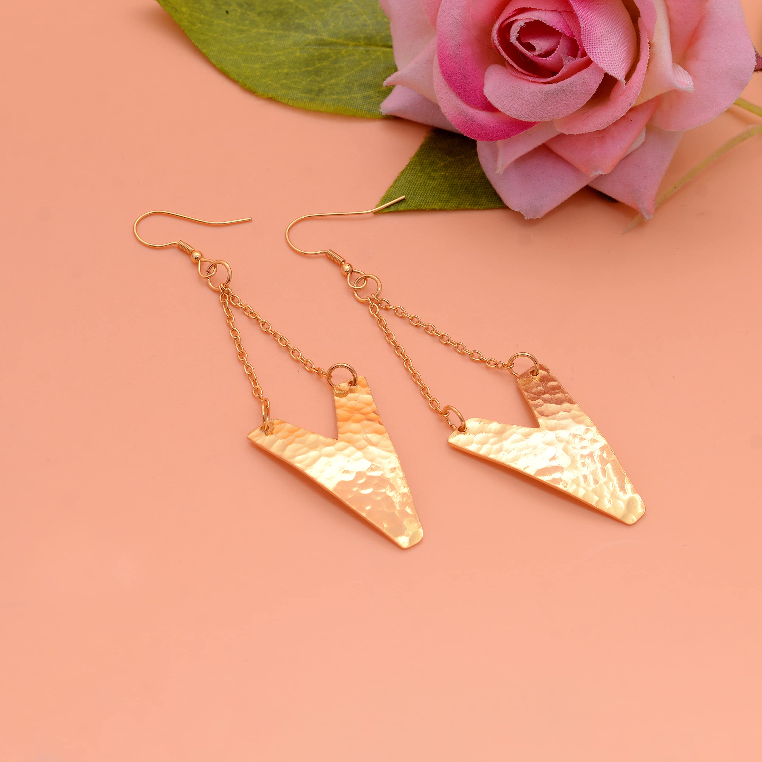 Veracity Jewelry 18K Yellow Gold Plated Handmade Dangle Earrings for Women - Elegant Fashion Jewelry Gift for Her - Designer Gold Filled Earrings for Birthday, Anniversary & Special Occasions - VE-575