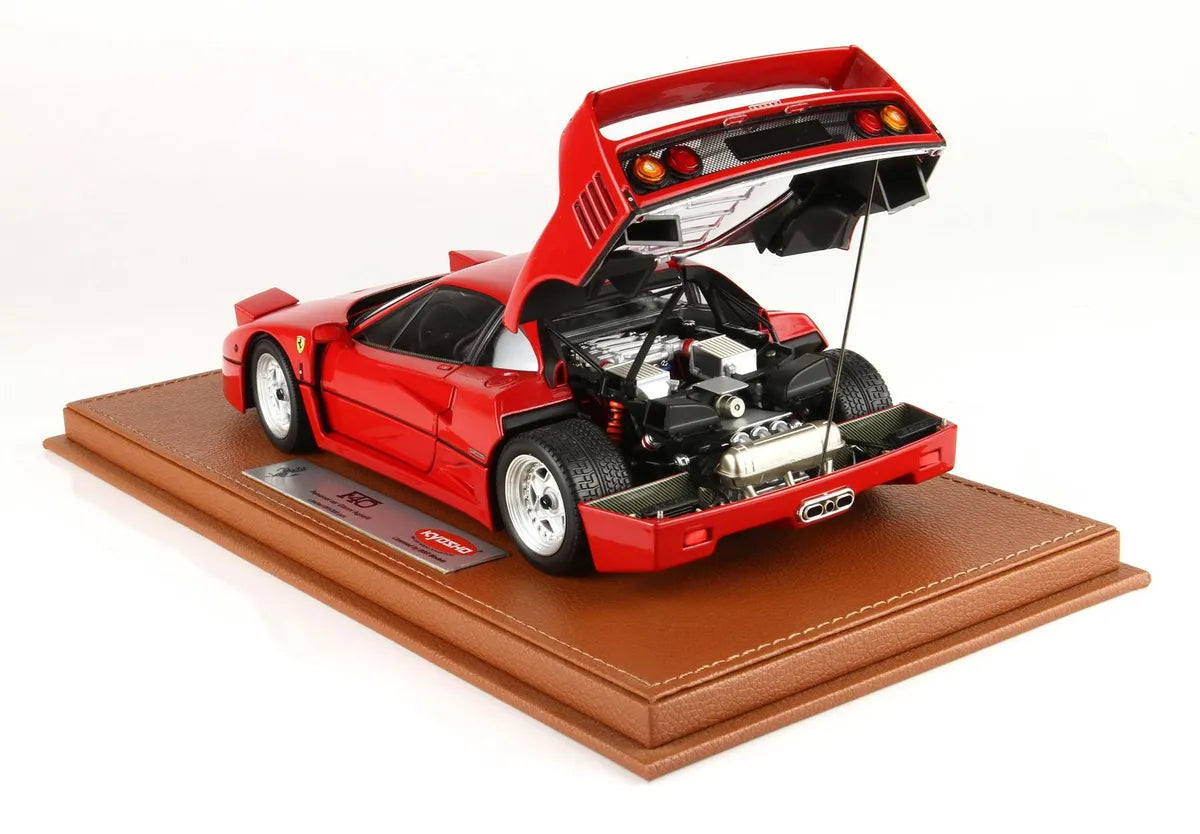 BBR Models 1:18 Scale Ferrari F40 Diecast Car - Gianni Agnelli Personal Edition in Rosso Corsa Red | Collectible Display Model for Car Enthusiasts & Office Decor