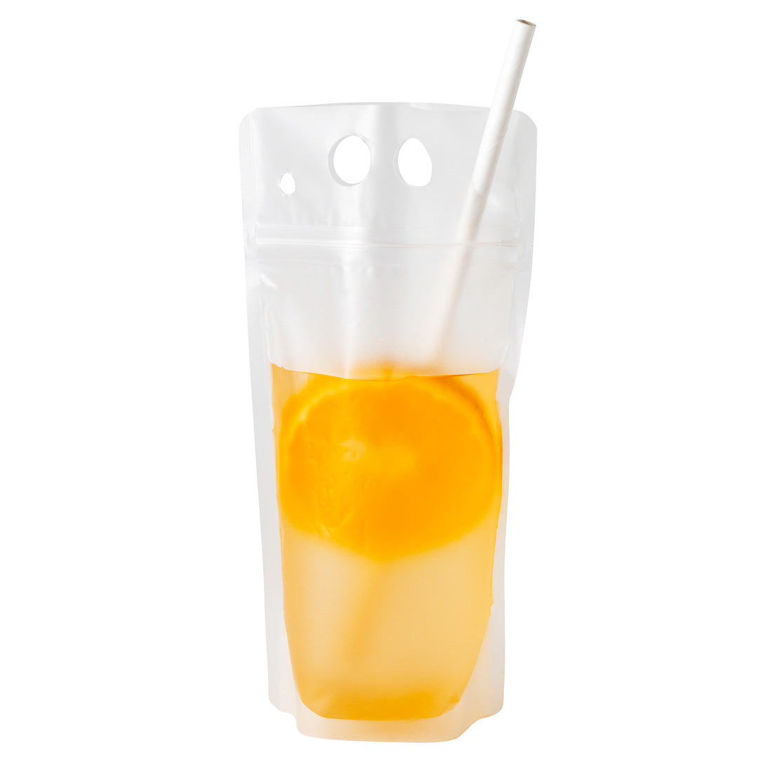 Bag Tek 17 oz Clear Plastic Drink Pouch with Single Zipper - 5 x 9 x 1.5 Inches - 100 Count Box - Perfect for Juice, Smoothies, and On-the-Go Hydration