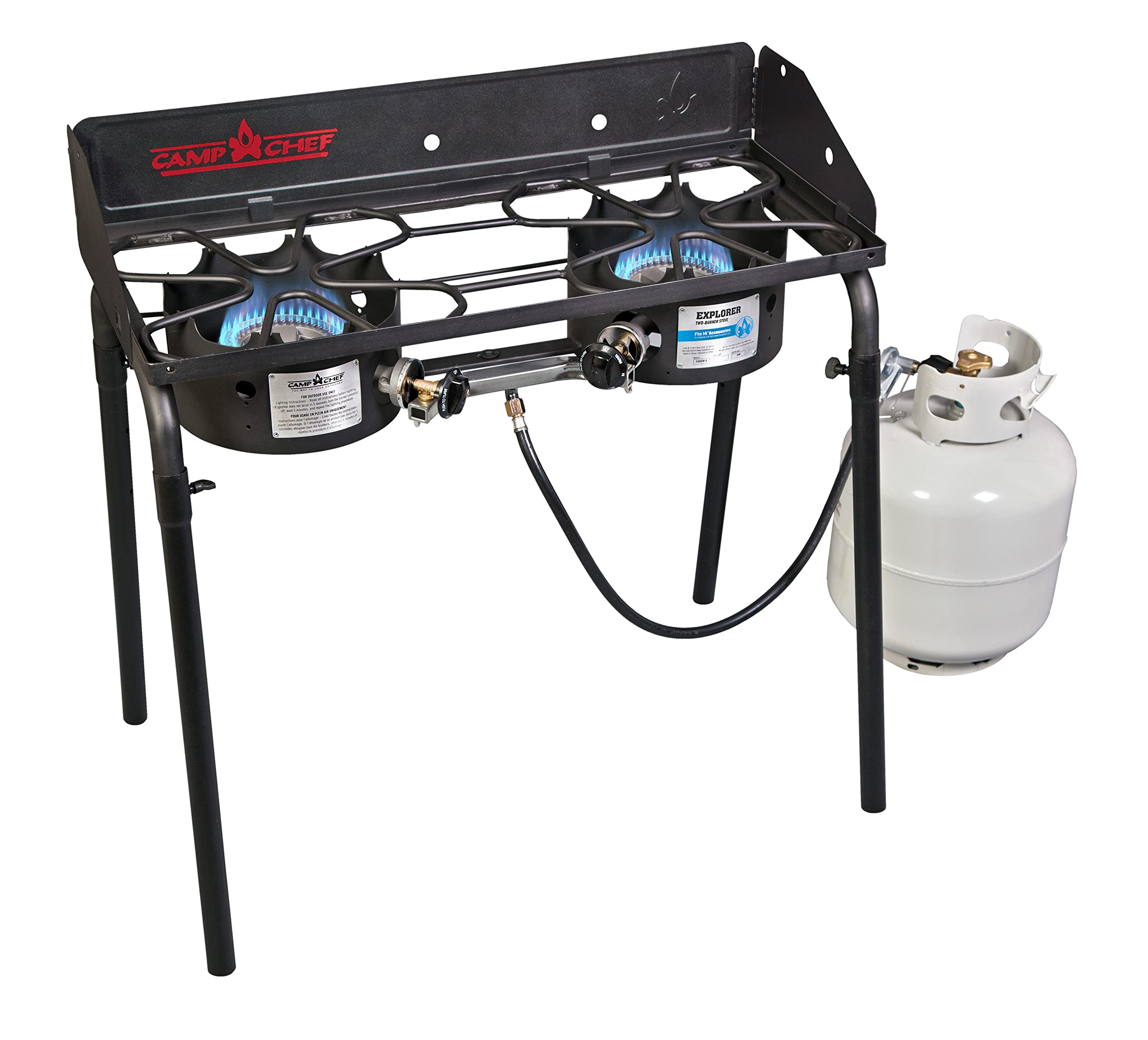 Camp Chef Explorer Two Burner Stove - 30,000 BTU Cast Aluminum Burners, 14
