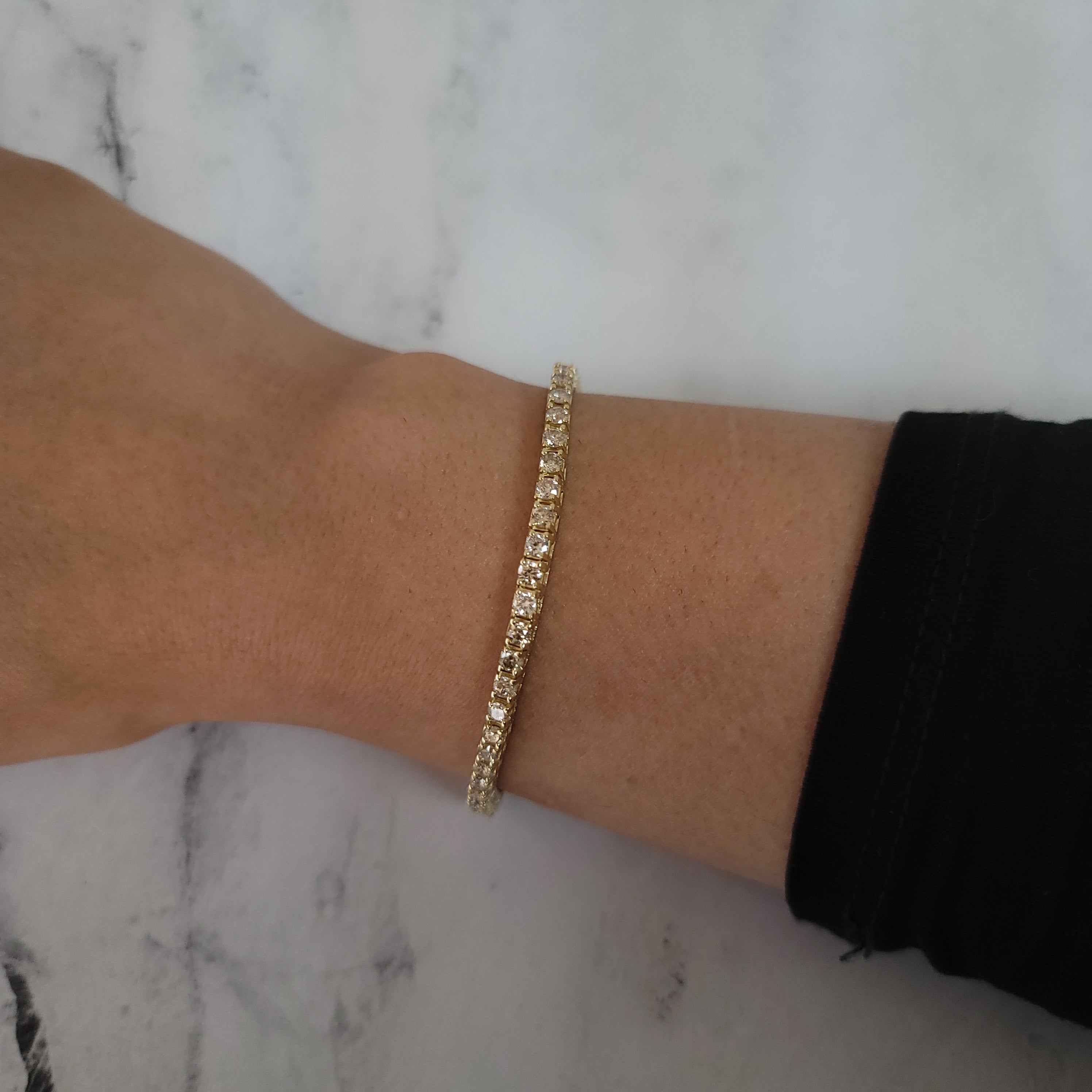 5 Carat Classic Diamond Tennis Bracelet in 14k Yellow Gold - Elegant Jewelry for Women, Perfect for Weddings, Anniversaries & Special Occasions