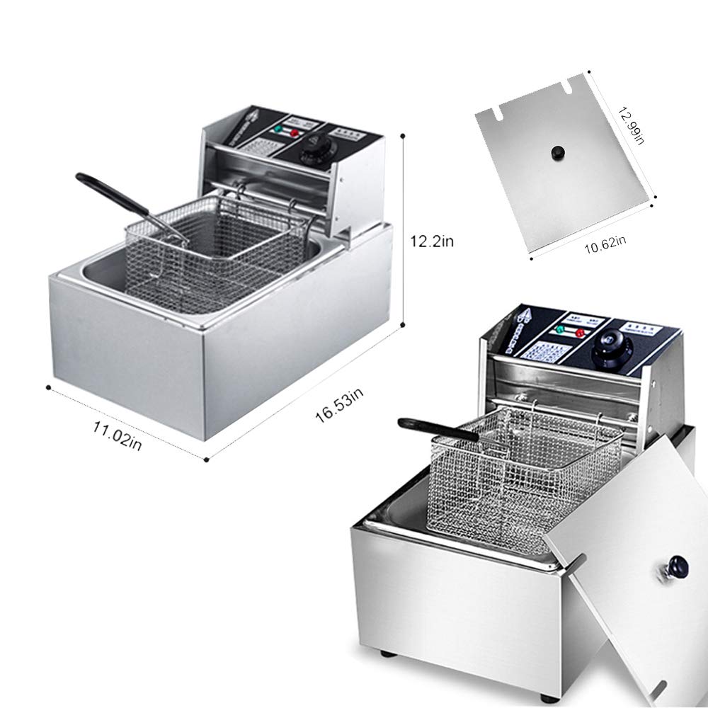 6L Electric Deep Fryer - Stainless Steel Commercial Countertop Fryer for Chicken, French Fries & More | Perfect for Restaurants, Food Trucks & Home Kitchens