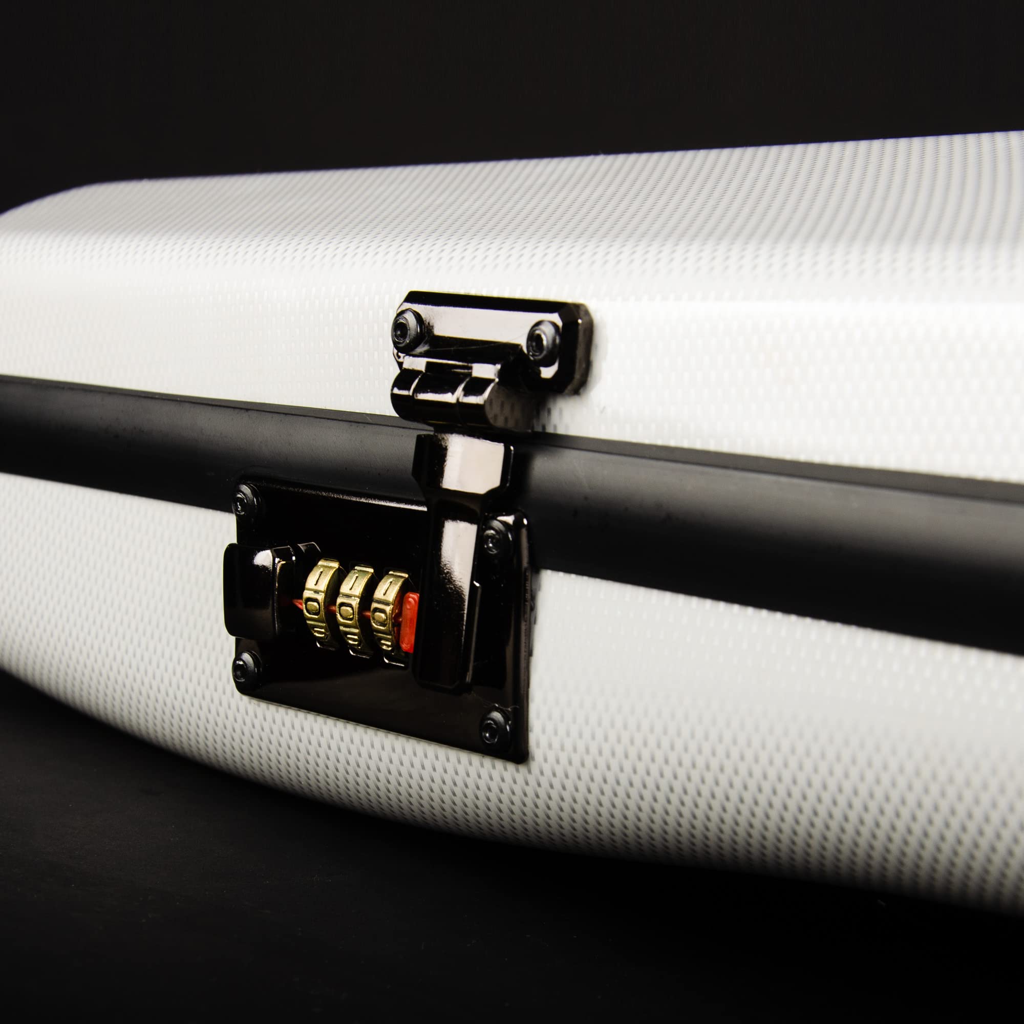 Christina 4/4 Full Size Carbon Fiber Violin Case - High Strength Triangle Hard Case with Combination Lock & Extra Bag (White with Dot Pattern) | Professional Violin Storage & Travel Protection for Musicians