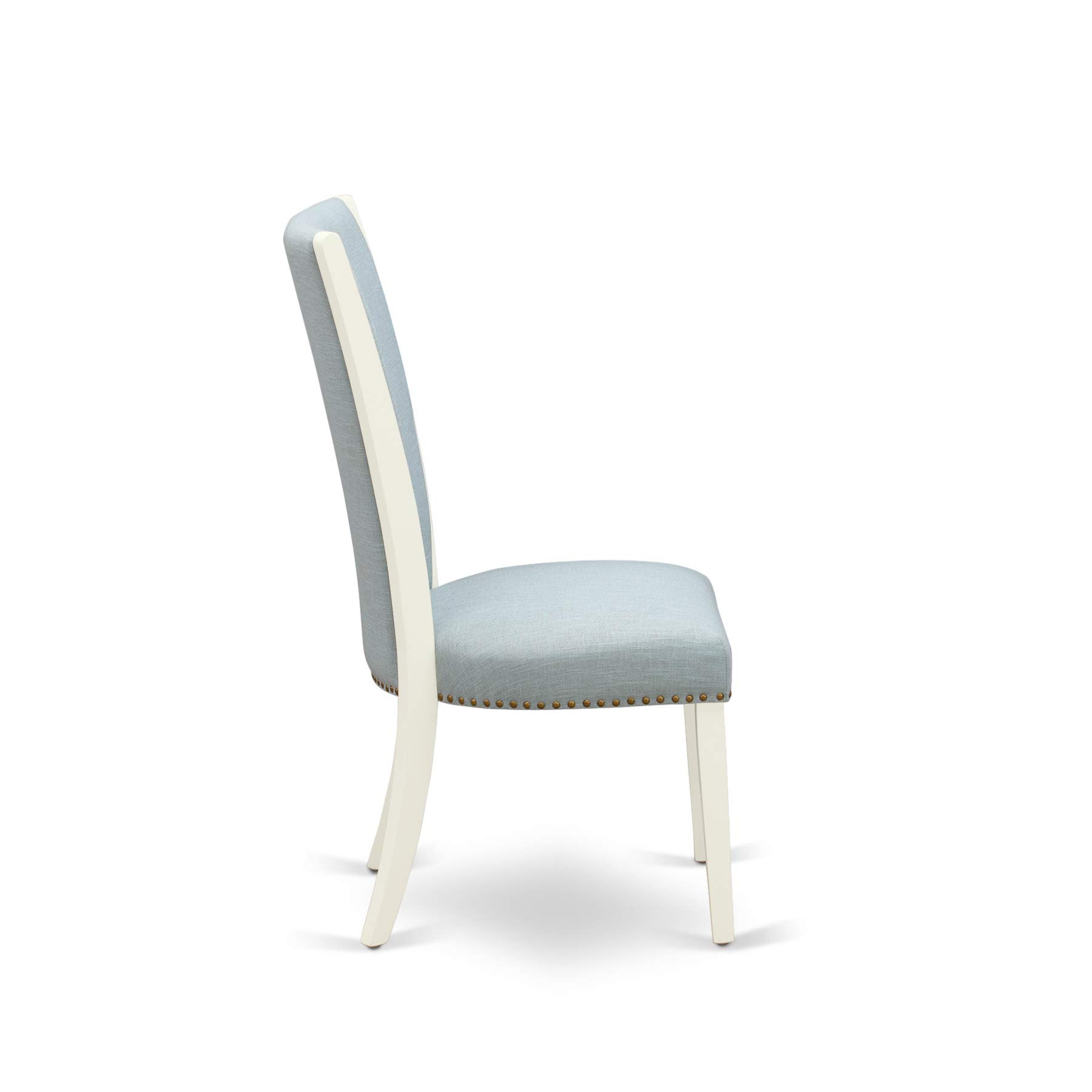 East West Furniture 5-Piece Dining Table Set with Butterfly Leaf & 4 Upholstered Chairs - 42x78 Inch Rectangle Kitchen Table in Linen White & Baby Blue - Perfect for Small Spaces, Breakfast Nooks & Cozy Family Meals