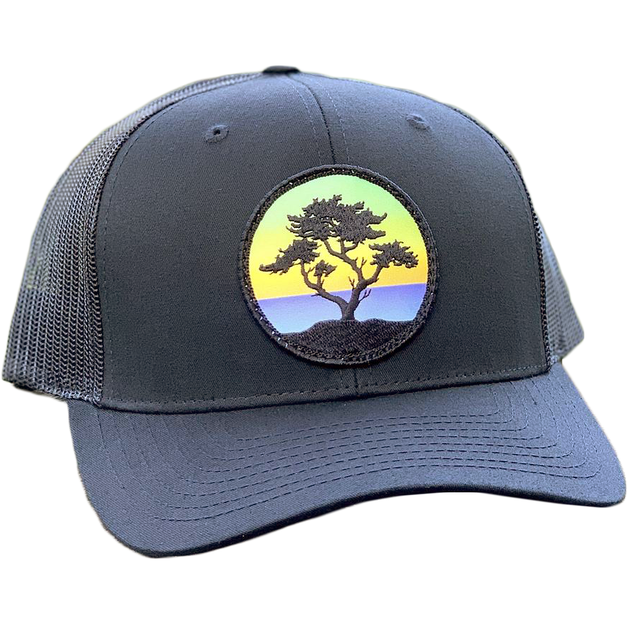 Stylish Curved Brim Trucker Hat with Cypress Patch - Perfect for Outdoor Adventures, Hiking & Casual Wear