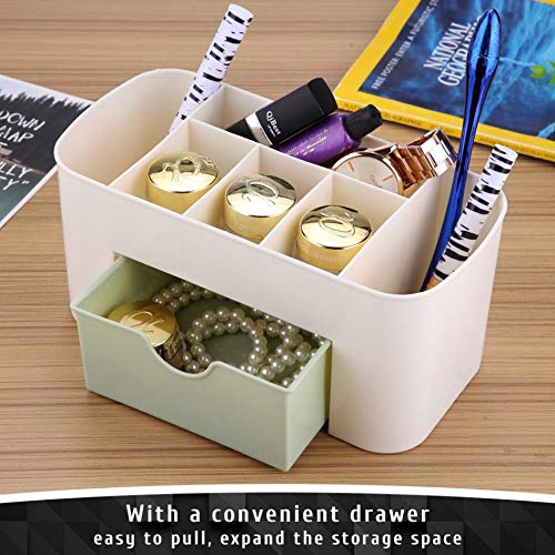 EAYIRA Plastic Cosmetic Makeup Storage Organizer with Adjustable Dividers - Perfect for Vanity, Bathroom & Travel Organization (Color May Vary)