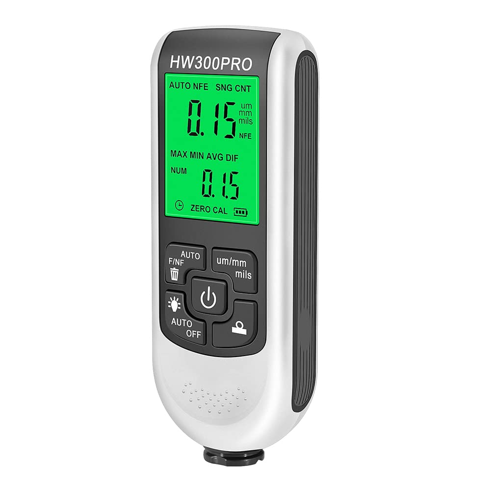 EMVANV Digital Paint Thickness Gauge - Auto Body Coating Meter with LCD Display & Zero Calibration - Perfect for Car Detailing, Auto Repair & Industrial Coating Measurement (White)