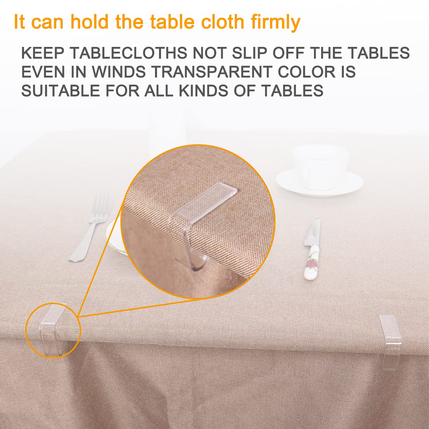 24-Piece Clear Plastic Tablecloth Clips - Windproof Table Cover Clamps for Indoor & Outdoor Use - Perfect for Christmas, Weddings, Parties, Camping & Picnics - Securely Holds Tablecloths in Place (Small, 24 Pack)