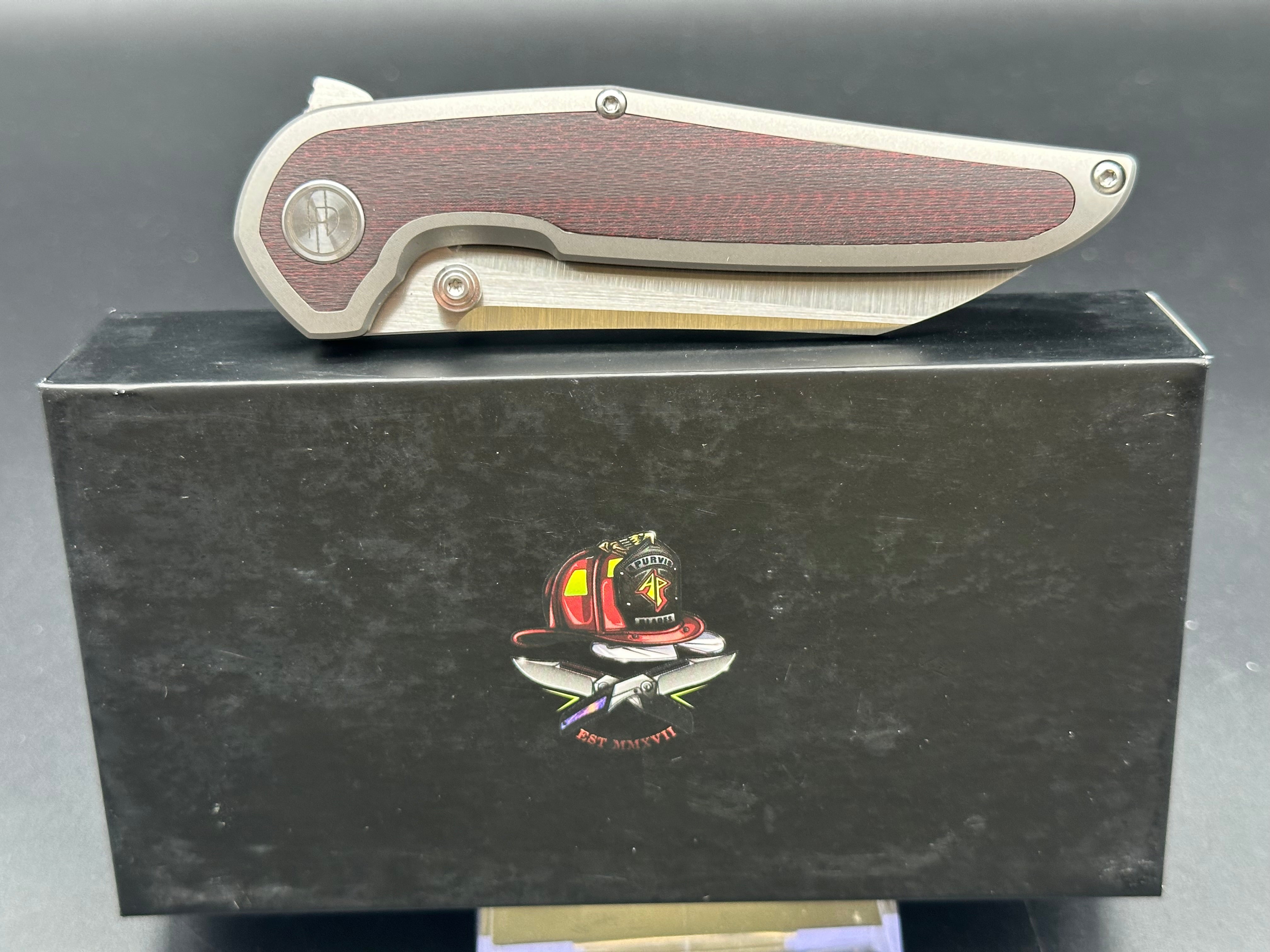 Purvis Progeny V3 Satin Red Black Carbon Fiber Inlay Knife - Tactical EDC Folding Pocket Knife for Outdoor Camping, Hunting & Survival Gear