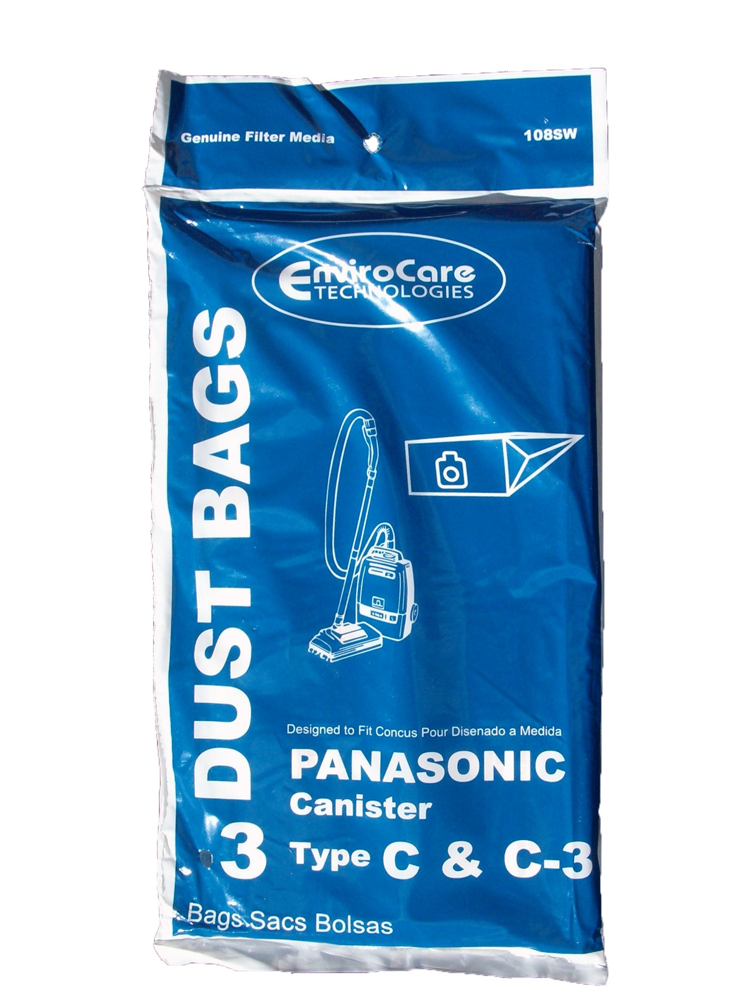 Panasonic C-3 Allergy Vacuum Bags (24 Pack) - Compatible with MC-125P, MC771, MC772, MC8310, MC8320 & MC8330 Canister Vacuums - HEPA Filtration for Dust Mites & Allergens - Ideal for Pet Hair, Home Cleaning & Allergy Relief