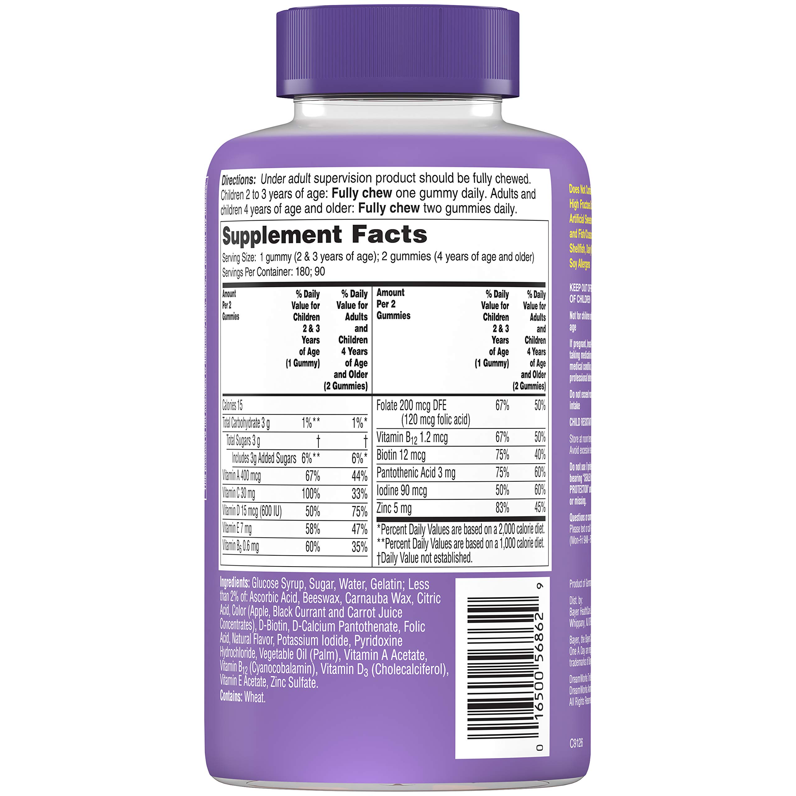 One A Day Kids Trolls Multivitamin Gummies - 180 Count with Vitamins A, B6, B12, C, D, E, Zinc, Folic Acid & Biotin - Delicious Trolls-Themed Chewable Vitamins for Kids' Daily Nutrition & Immune Support - Perfect for Picky Eaters & Healthy Growth