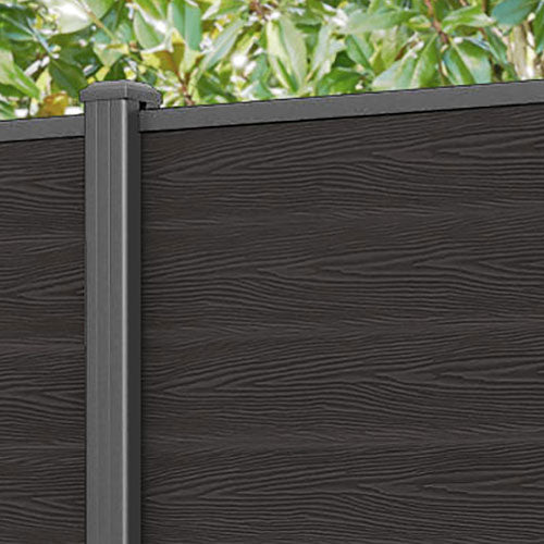 Dark Oak Classic Fence Panel with Aluminum Posts - Durable Outdoor Privacy Fence for Garden, Backyard, and Patio Protection