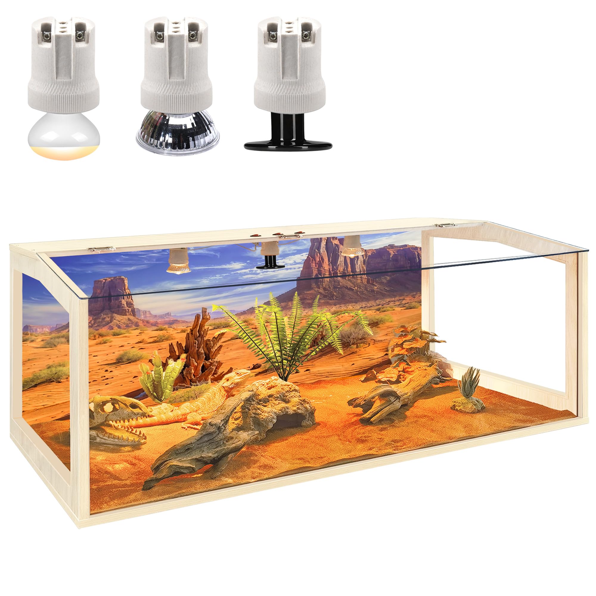 70 Gallon Reptile Terrarium Tank for Bearded Dragons, Lizards & Snakes - 48