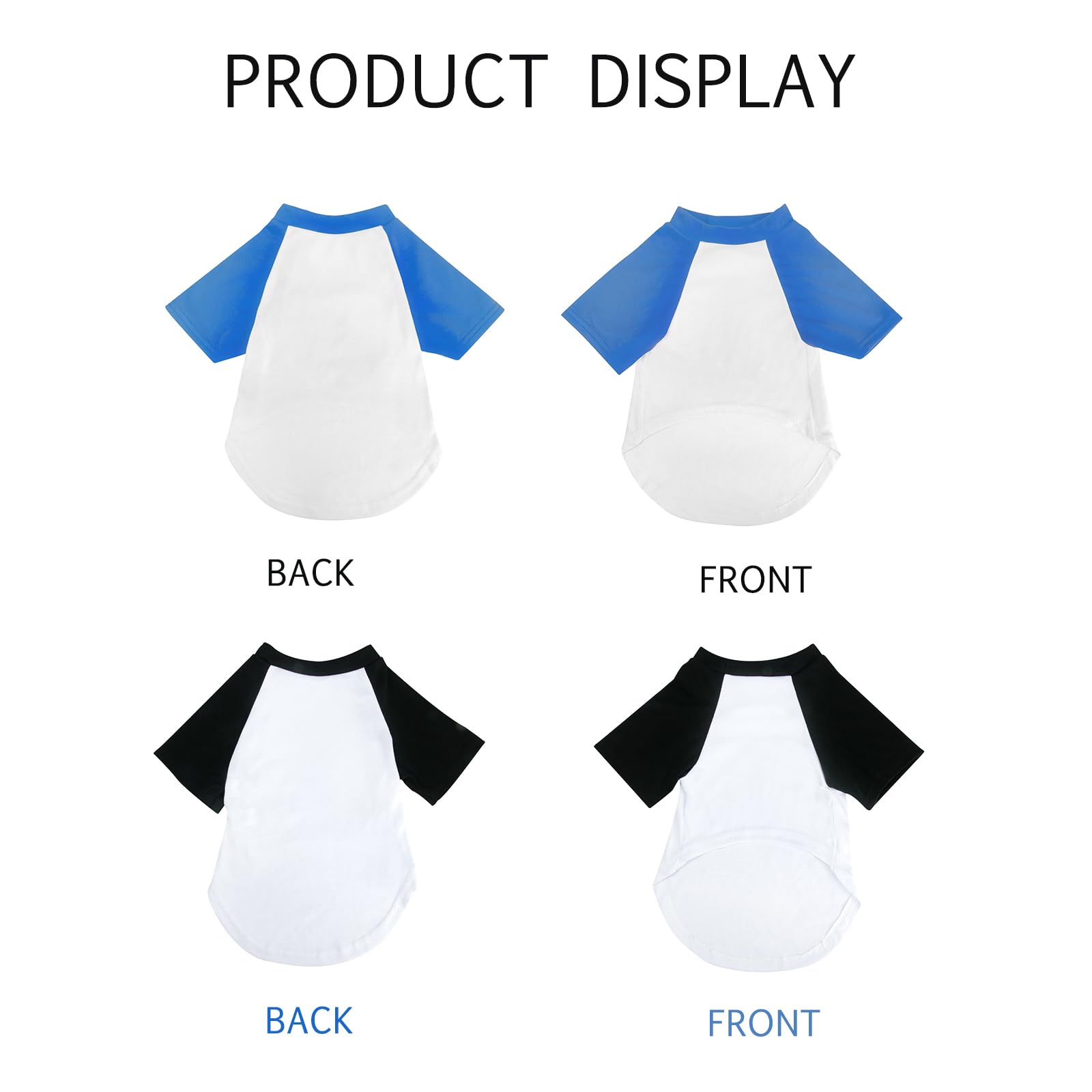 Breathable Stretchy Dog Raglan Shirt for Small Dogs & Cats - Soft Comfortable Pet Apparel Outfits for Puppies & Kittens (Size S 1-4lb, Black & Blue) - Perfect for Daily Walks, Indoor Play & Photo Shoots