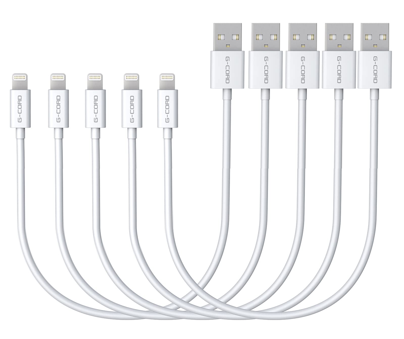 Apple MFI Certified Short Lightning to USB Charging and Sync Cable (5 Pack, 7 Inch) - Fast Charging & Data Transfer for iPhone, iPad - Perfect for Travel, Car, Office & Home Use