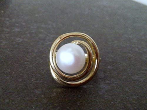 Elegant Spiral Gold Wire Wrapped Pearl Ring – White Pearl Cocktail Ring for Women, Perfect Bridal Jewelry & Wedding Gift – Ideal for Engagement, Anniversary, and Special Occasions
