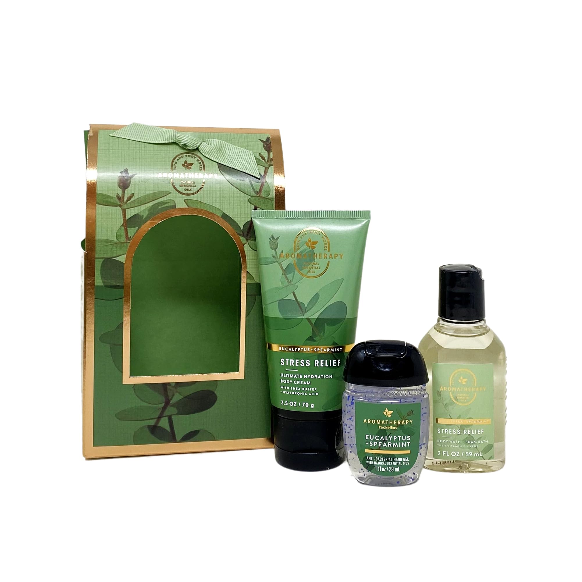 Eucalyptus Spearmint Mini Gift Bag Set - Travel Size Body Cream, Body Wash & Hand Gel for Relaxation & Stress Relief - Perfect for Spa, Travel & Gifts