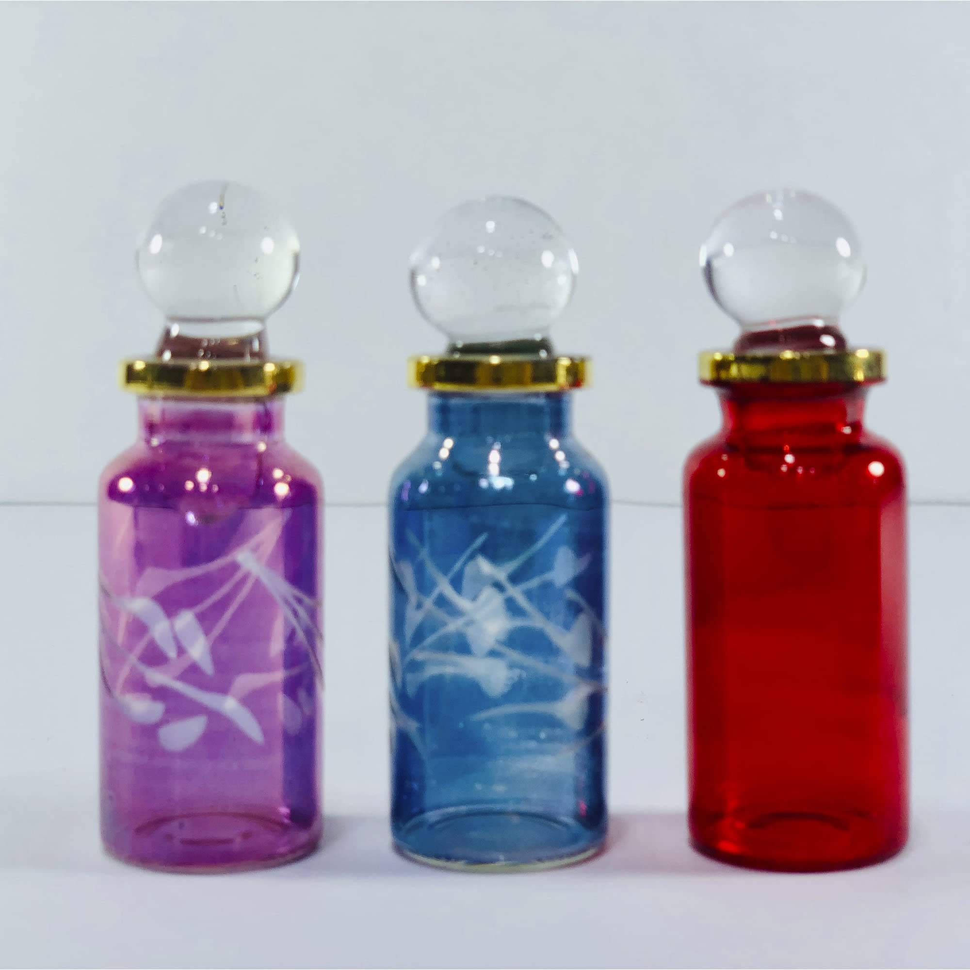 Egyptian Perfume Bottles Set - Handmade Glass Blown Vials for Home Decor & Gifts