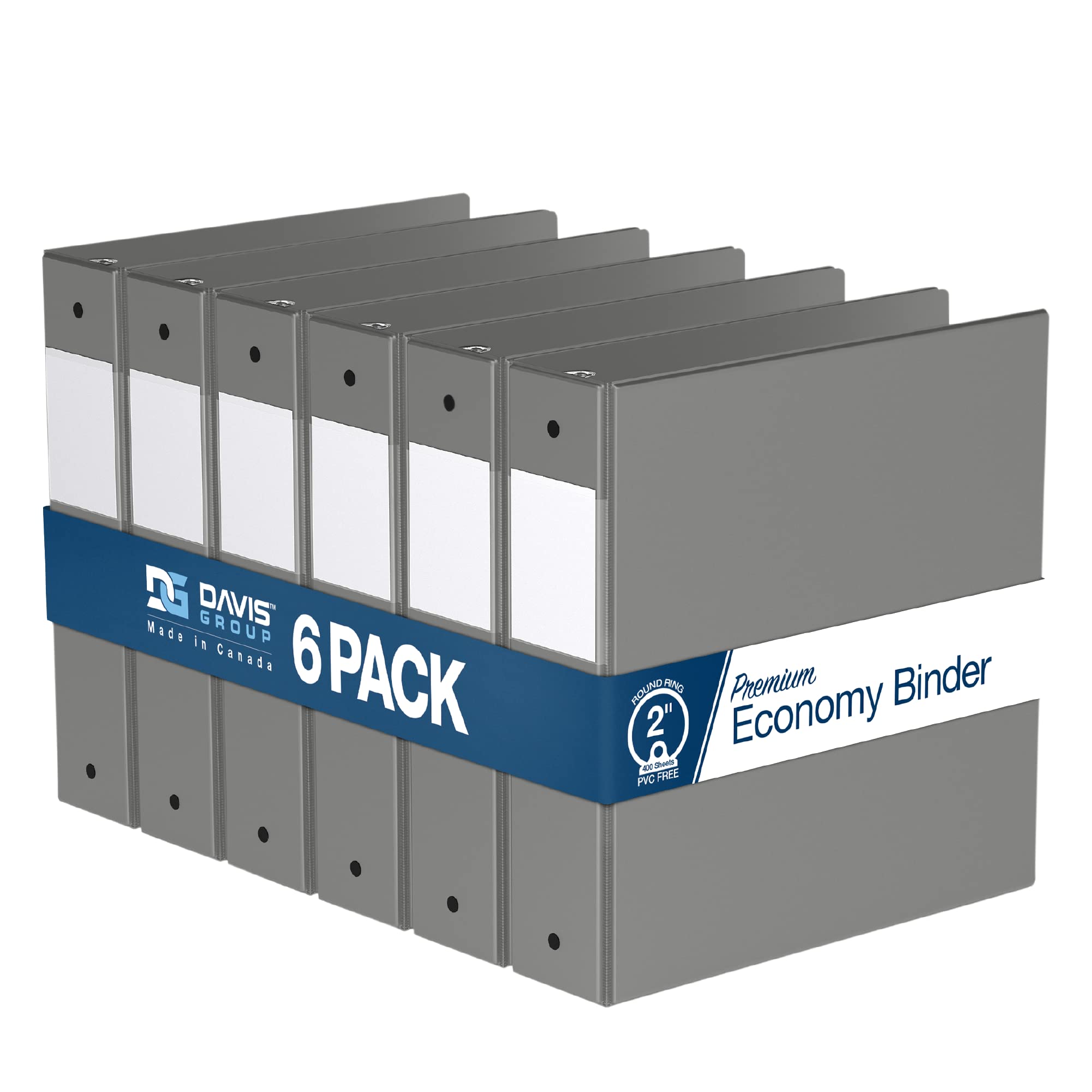 Premium 2-Inch 3-Ring Binders - 6-Pack Gray Round Ring Notebooks for School, Office & Home Organization | Ideal for Document Storage, Presentations & Project Management