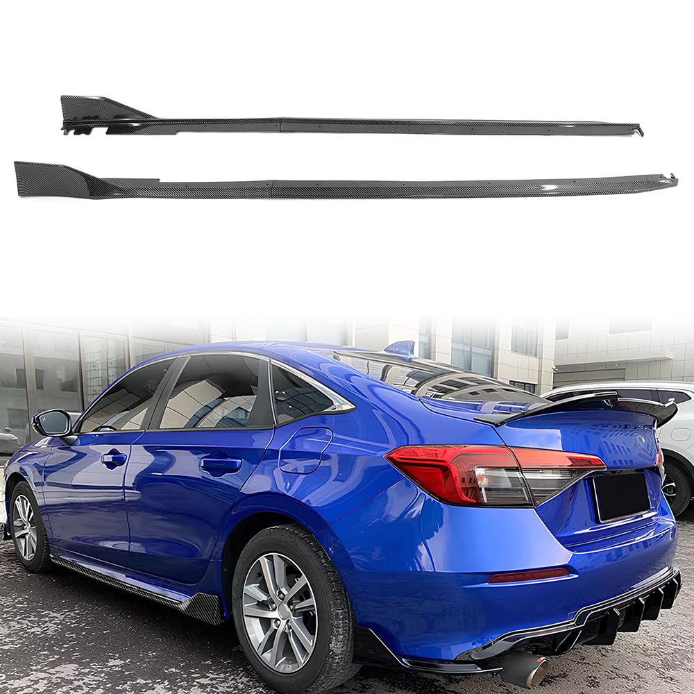 Honda Civic Side Skirts 2022-2025 | PP Carbon Fiber Style Type R Rocker Panel Splitters for 4-Door Sedan & Hatchback | Enhances Aerodynamics & Sporty Look | Perfect for Car Enthusiasts & Street Racing