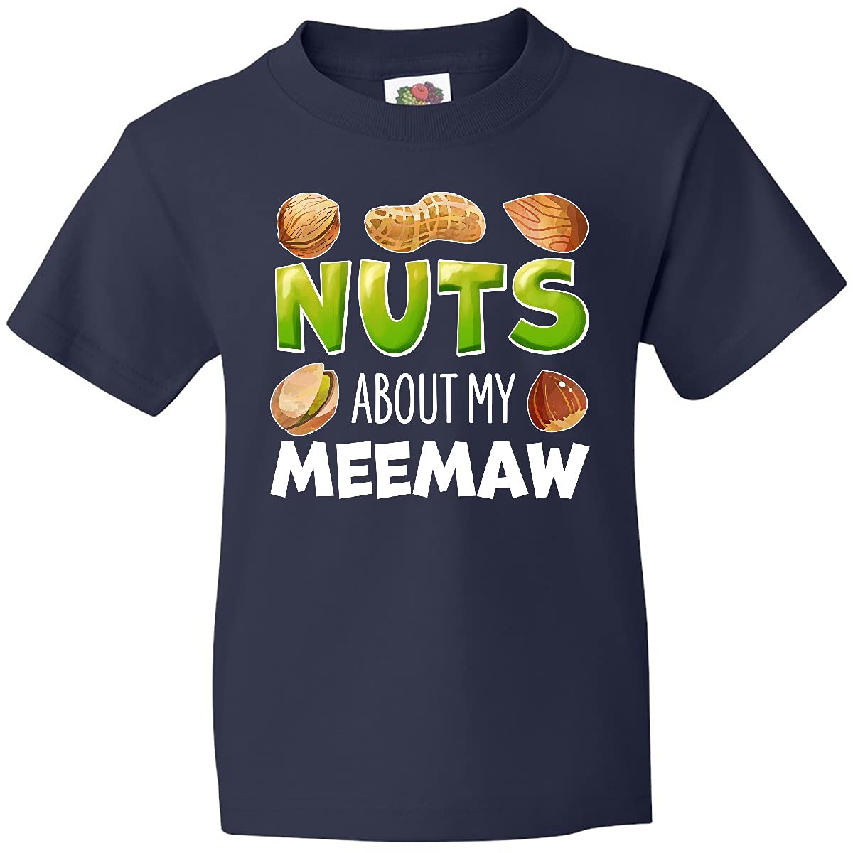 Inktastic 'Nuts About My Meemaw' Peanut Almond Pistachio Graphic Youth T-Shirt - Funny Family Gifts for Grandmas & Kids