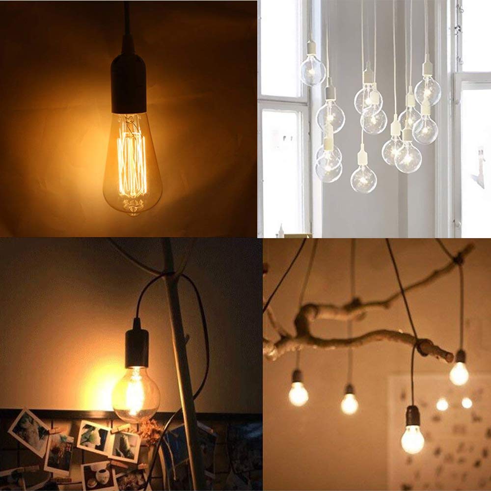4-Pack E26 E27 LED Pendant Light Sockets with 5.9FT Extension Cord - On/Off Switch & US Plug - Durable Lamp Holder for Hanging Bulbs - Perfect for Kitchen Island, Dining Room, and Bedroom Lighting